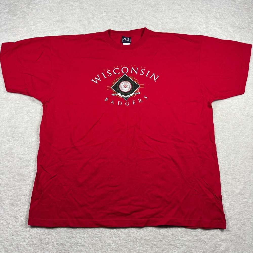 AS Sports University of Wisconsin Badgers T-Shirt Red XXL Graphic‎ NCAA Vintage